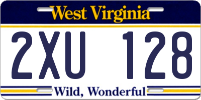 WV license plate 2XU128