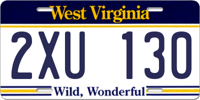 WV license plate 2XU130