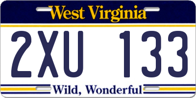 WV license plate 2XU133
