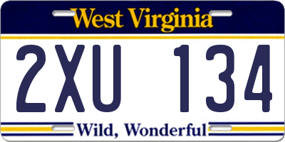 WV license plate 2XU134