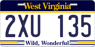 WV license plate 2XU135