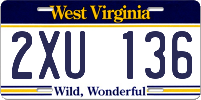 WV license plate 2XU136