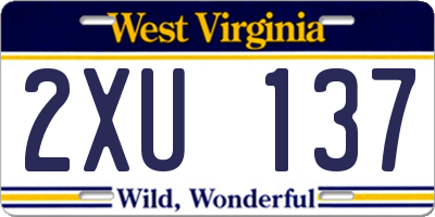 WV license plate 2XU137