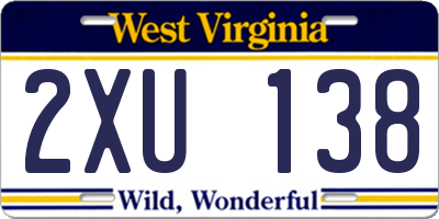 WV license plate 2XU138