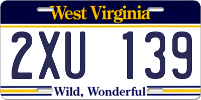 WV license plate 2XU139