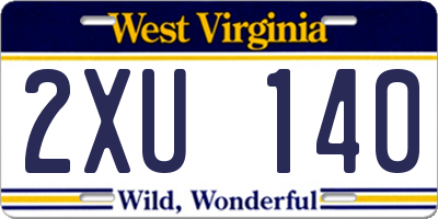 WV license plate 2XU140