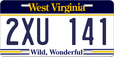 WV license plate 2XU141