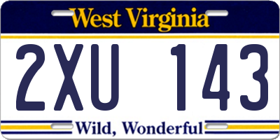 WV license plate 2XU143