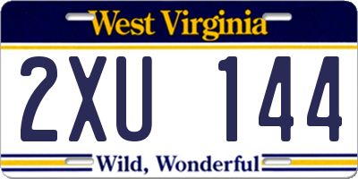 WV license plate 2XU144