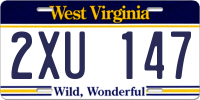 WV license plate 2XU147