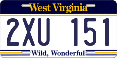 WV license plate 2XU151