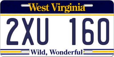 WV license plate 2XU160