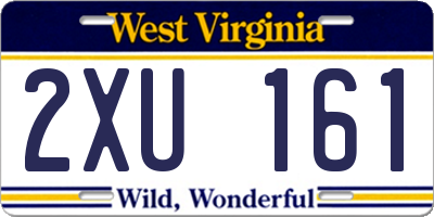 WV license plate 2XU161