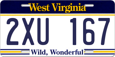 WV license plate 2XU167