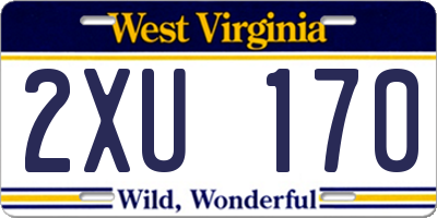 WV license plate 2XU170