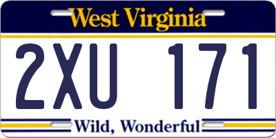 WV license plate 2XU171