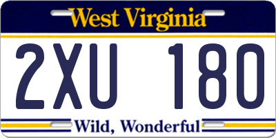 WV license plate 2XU180
