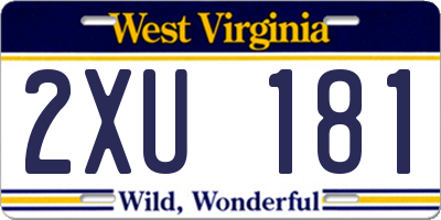 WV license plate 2XU181