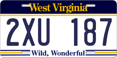 WV license plate 2XU187