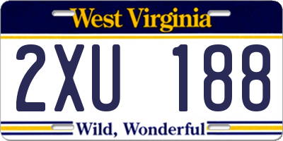 WV license plate 2XU188