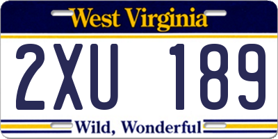 WV license plate 2XU189