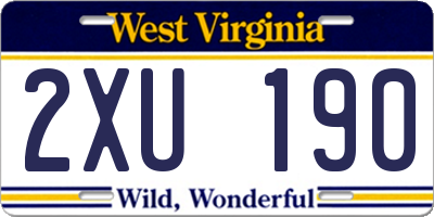 WV license plate 2XU190