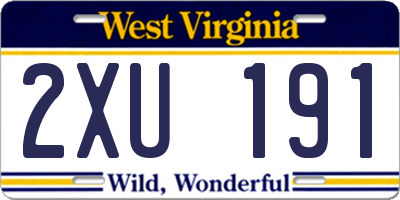 WV license plate 2XU191