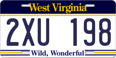 WV license plate 2XU198