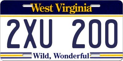 WV license plate 2XU200