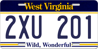 WV license plate 2XU201