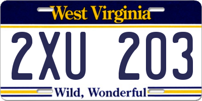 WV license plate 2XU203