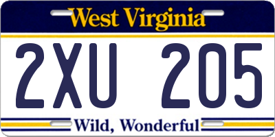 WV license plate 2XU205