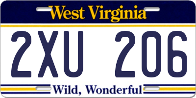 WV license plate 2XU206