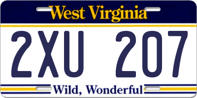 WV license plate 2XU207