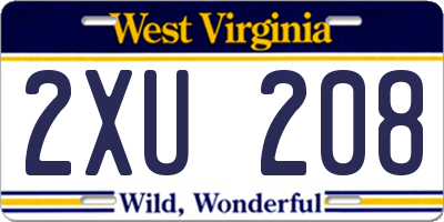 WV license plate 2XU208