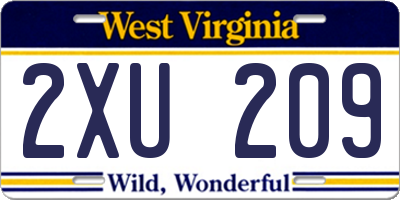 WV license plate 2XU209