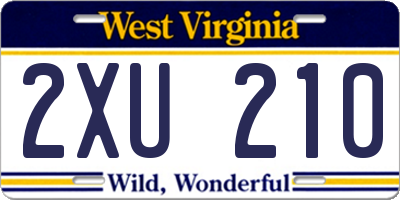 WV license plate 2XU210