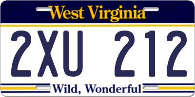 WV license plate 2XU212