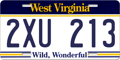 WV license plate 2XU213