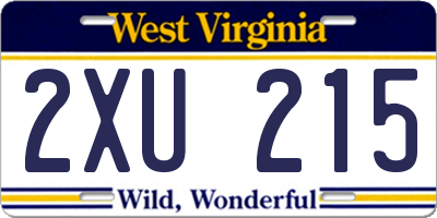 WV license plate 2XU215