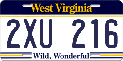 WV license plate 2XU216