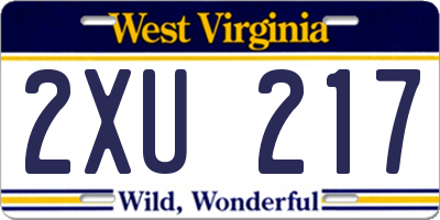 WV license plate 2XU217