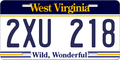 WV license plate 2XU218