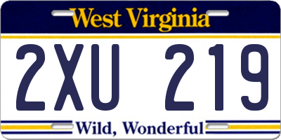 WV license plate 2XU219