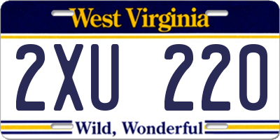 WV license plate 2XU220