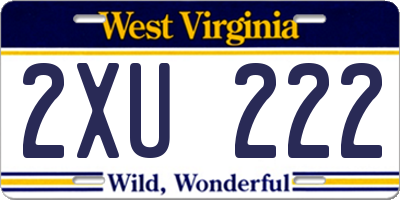 WV license plate 2XU222