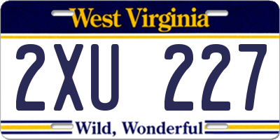 WV license plate 2XU227