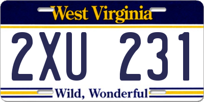 WV license plate 2XU231