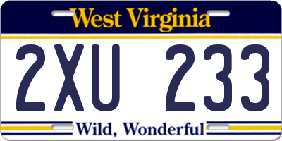 WV license plate 2XU233