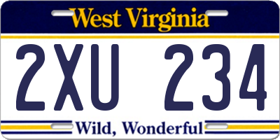 WV license plate 2XU234